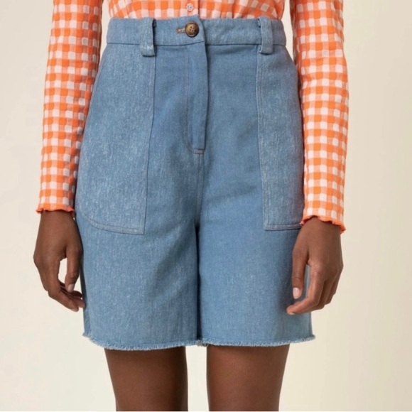 FRNCH DENIM JEAN HIGH WAIST BERMUDA OANA SHORTS SIZE Small - Picture 5 of 12